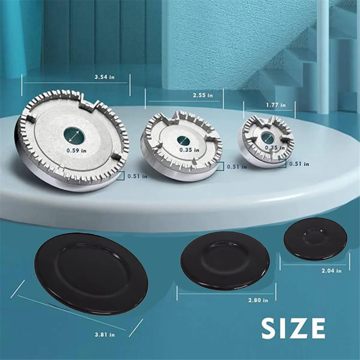 Набор шляп для плиты Крышка плиты, крышка горелки газовой плиты для духовки Коронка пламени, модернизированная крышка пламени газовой горелки Подходит для большинства горелок газовой плиты