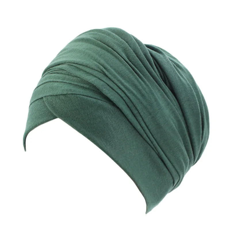 New Women Cotton Head Scarf Turban Hat Solid Color Long Tail Head Wrap Chemo Cap Hair Loss Islamic Head Cover Wrap Bonnet Caps