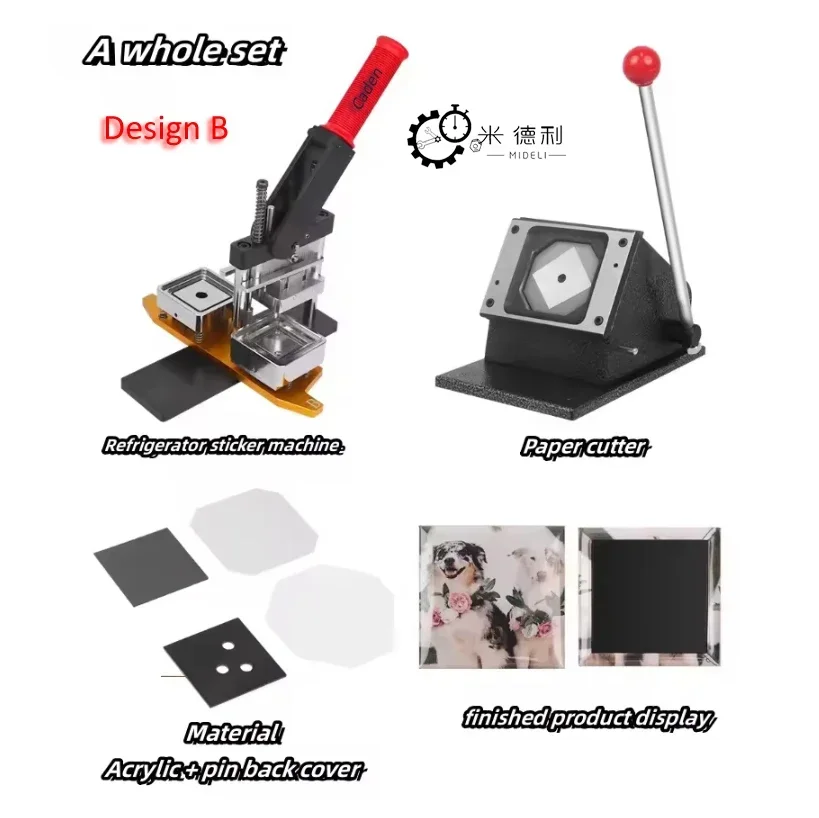 DIY Manual Rectangle Fridge Magnet Making Machine 2024 New Badge Button Photo Magnet Making Machine