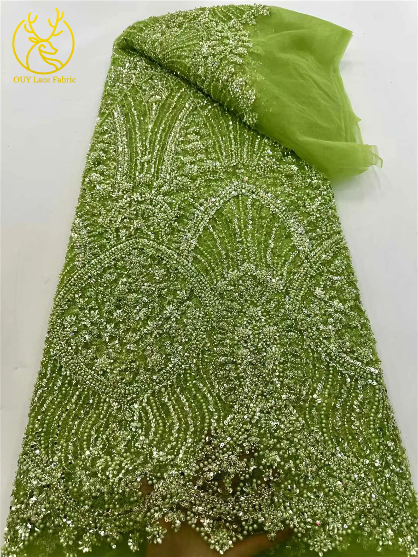 Luxuriöser afrikanischer handbestickter Tüll-Spitzenstoff 2026, hochwertiger nigerianischer Pailletten-Spitzenstoff, geeignet für Partykleid-Nähmaterial – Detail 14