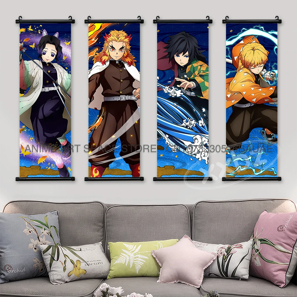 Demon Slayer Hanging Painting Canvas Home Decor Anime Poster Tanjirou Scrolls Pictures Bedside Background Kawaii Nezuko Wall Art