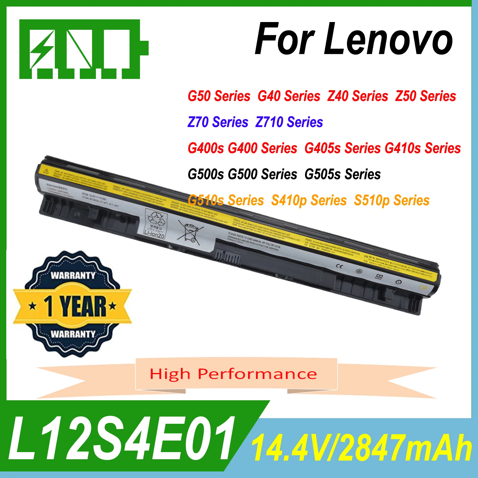 L12S4E01 L12L4E01 L12M4E01L12L4A02 Laptop Battery for Lenovo G400S G405S G410S G500S G505S G510S L12M4E01 Fit Notebook