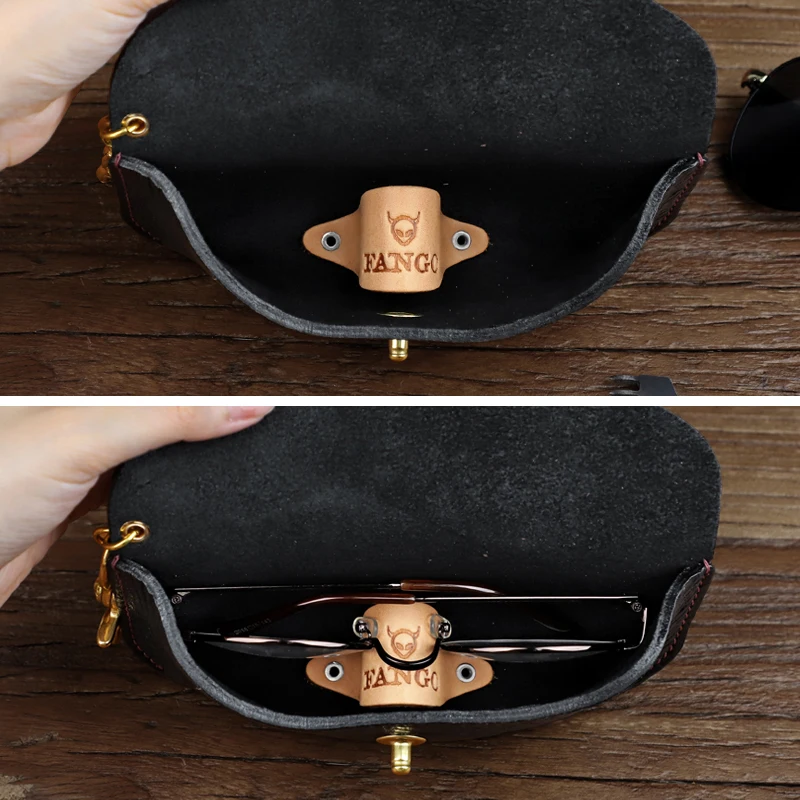 1Pcs Retro Leather Glasses Case Thicked Genuine Leather Sunglasses Holder Bag Portable Storage Eyeglasses Pocket Box