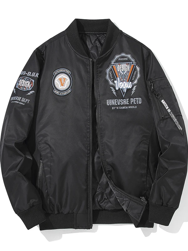 

Мужская зимняя куртка-бомбер двусторонняя, на молнии, с вышивкой, модная, утепленная