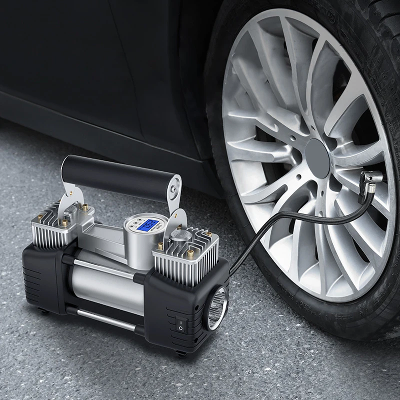 Heavy Duty 12v Tire Inflator, Tire Inflator Digital Air Compressor Kit 2 Cylinder Automotive Air Compression