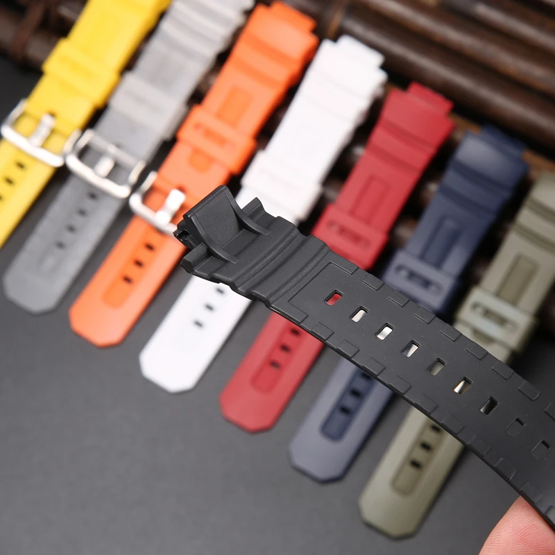 Resin Strap Suitable for Casio AW 591 AW-590 Men Rubber Strap Sports Waterproof 16mm Replacement Bracelet Band Watch Accessories