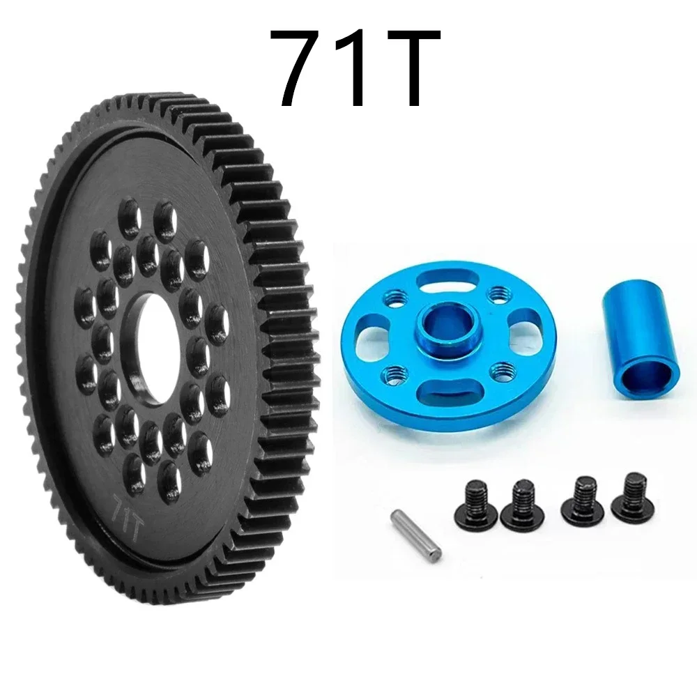 Metal 63T 64T 66T 68T 71T 54500 Spur Gear and Gear Mount High Speed Gear Set for Tamiya TT-02 TT02 1/10 RC Car Upgrade Parts