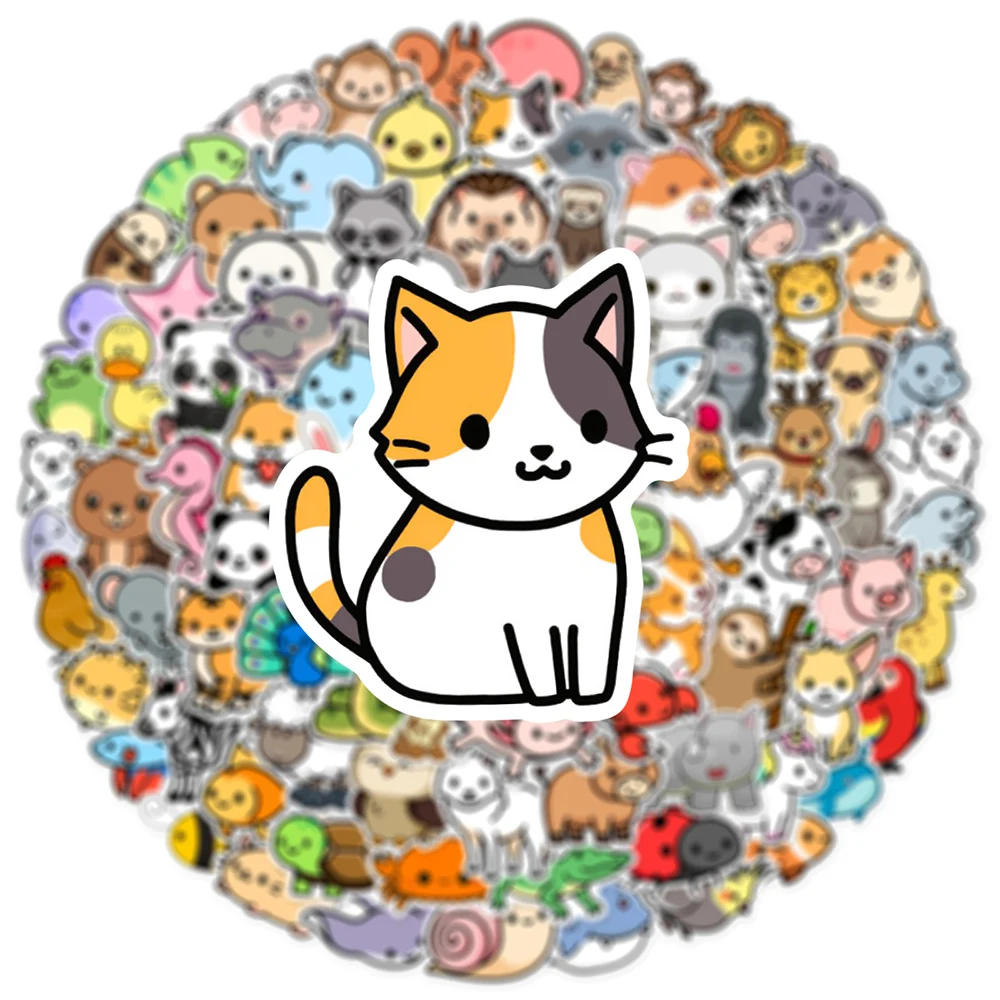 10/30/50/100pcs Kawaii Mixed Animals Stickers Cute Panda Cat Rabbit Dog Cartoon Decals Notebook Phone Suitcase Sticker Toy Gift