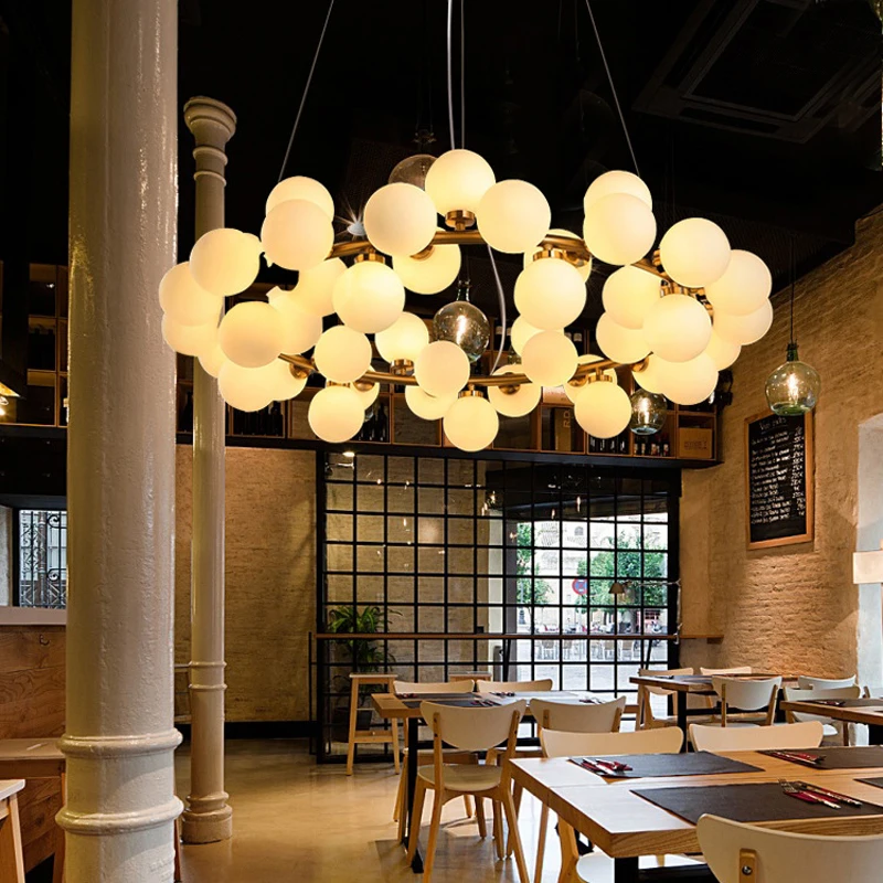 ScandinFrancesco Magic Bean Lustre de Plafond avec Boule de Verre, Lampe Suspendue à LED pour Salon et Salle à Manger