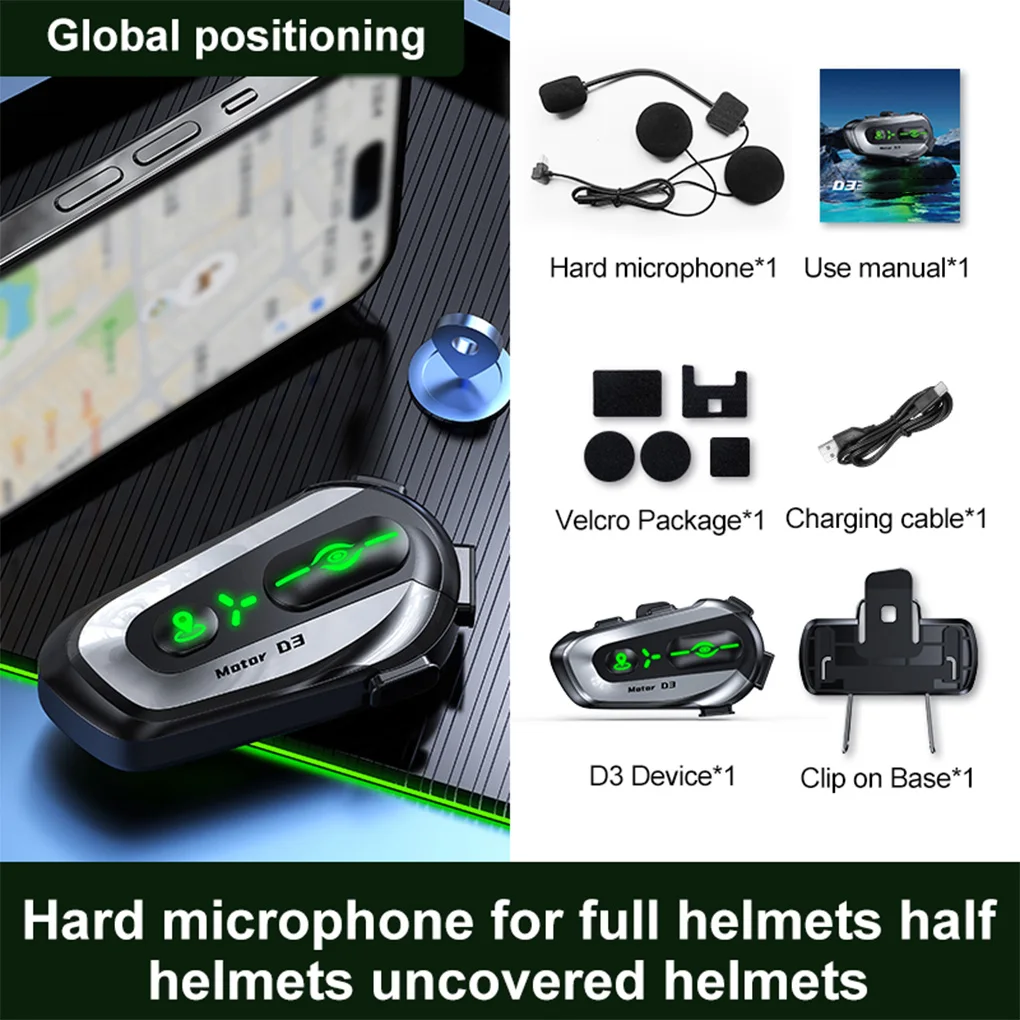 Motorcycle Helmet Headset With AI Voice Control And Waterproof For Riders Default Startup Voice Chinese/English