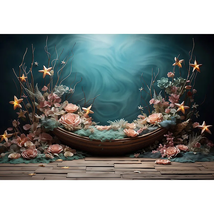 Avezano latar belakang putri duyung cangkang bintang laut dongeng bayi kue ulang tahun Smash anak fotografi latar belakang foto alat peraga Studio