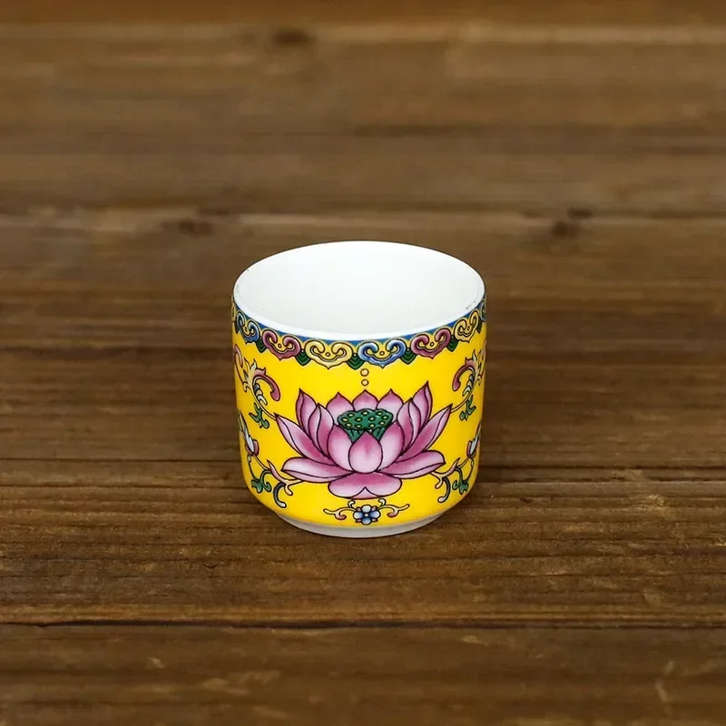3pcs Buddha Hall Worship Small Water Cup Traditional Ceramics Lotus Cup Guanyin Enshrine Table Decoration Buddhist Supplies