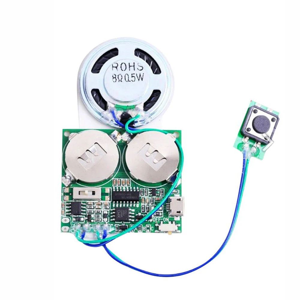 Recordable Sound Module Button Control Sound Chip 8M MP3 WAV Music Voice Player Programmable Board with Speaker for DIY