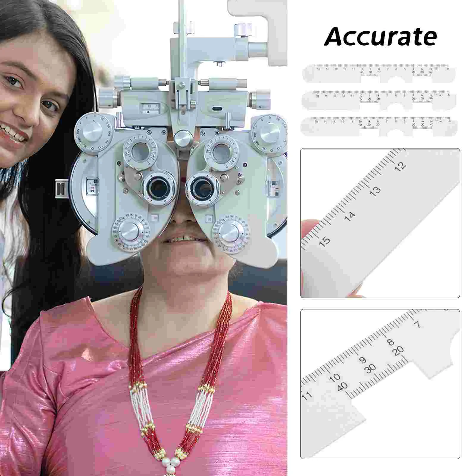 3 Pcs Pupil Distance Ruler Interpupillary Measurement Tool Optician Tools White Eyeglass Pressure Tester