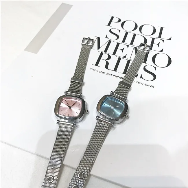 2025 Compact Retro Art Women's Watch Square New Style Simple Steel Mesh Strap Watch Can be Customized