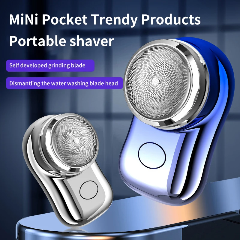 Barbeador elétrico portátil para pai e marido, USB recarregável Mini Shaver, barbeador elétrico, impermeável bolso Shaver, presente