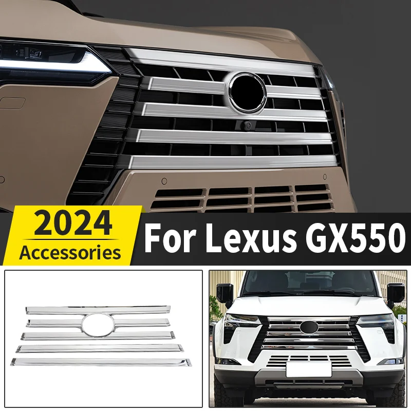 

Для 2024 Лексус GX550 GX550h Передняя решетка Хром Украшение Полосы For Lexus GX 550 550h Экстерьер Модернизированный Принадлежности Тюнинг Модификация