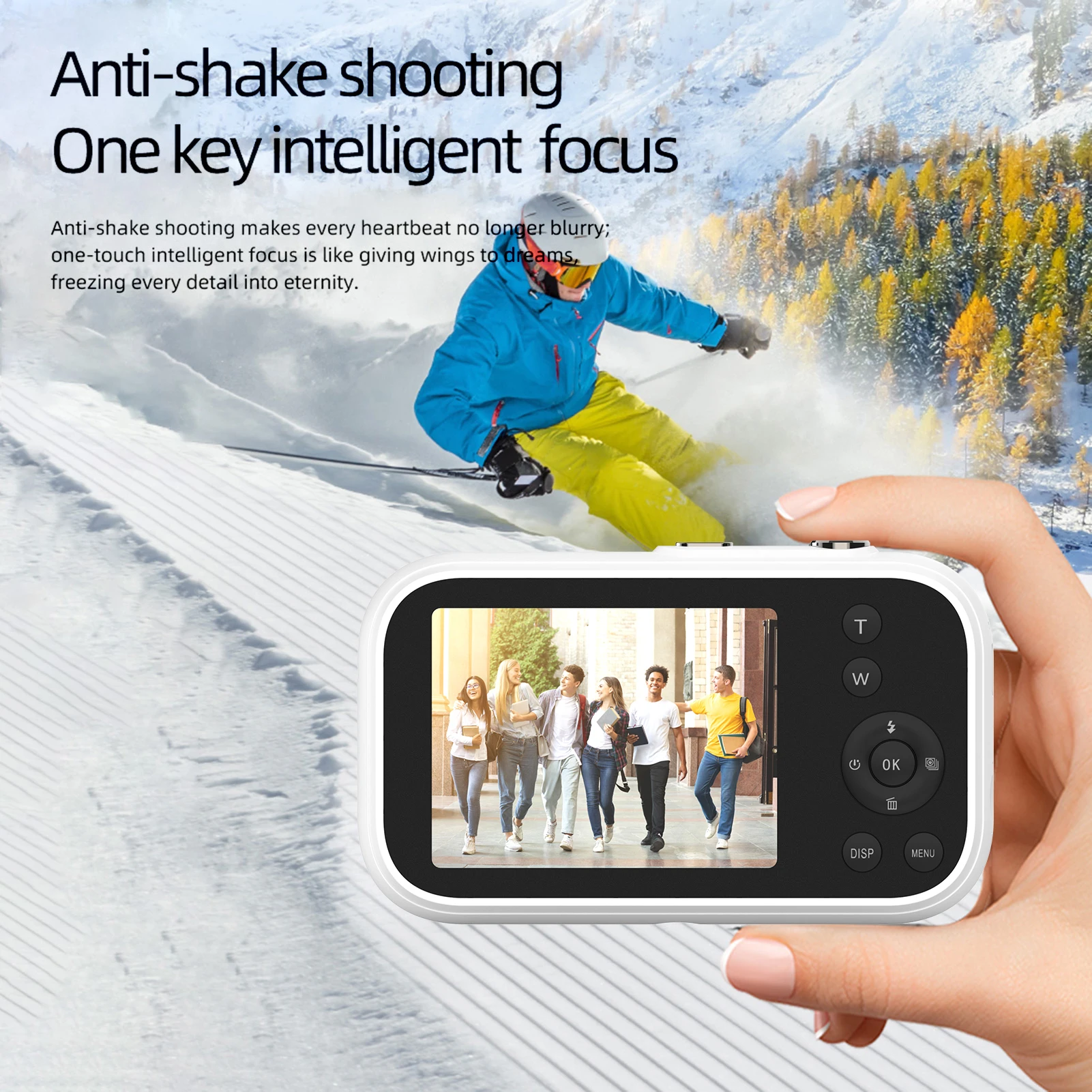 كاميرا رقمية 4K كاميرا فيديو رقمية محمولة 48 ميجابكسل 2.8 بوصة شاشة IPS 16X تكبير هدية للأصدقاء الطلاب المراهقين