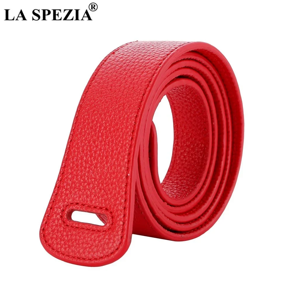 LA SPEZIA Self Tie Women Belt Genuine Leather Ladies Wide Waist Belt for Dresses Real Cowskin Women Belt Knot Female Corset Red