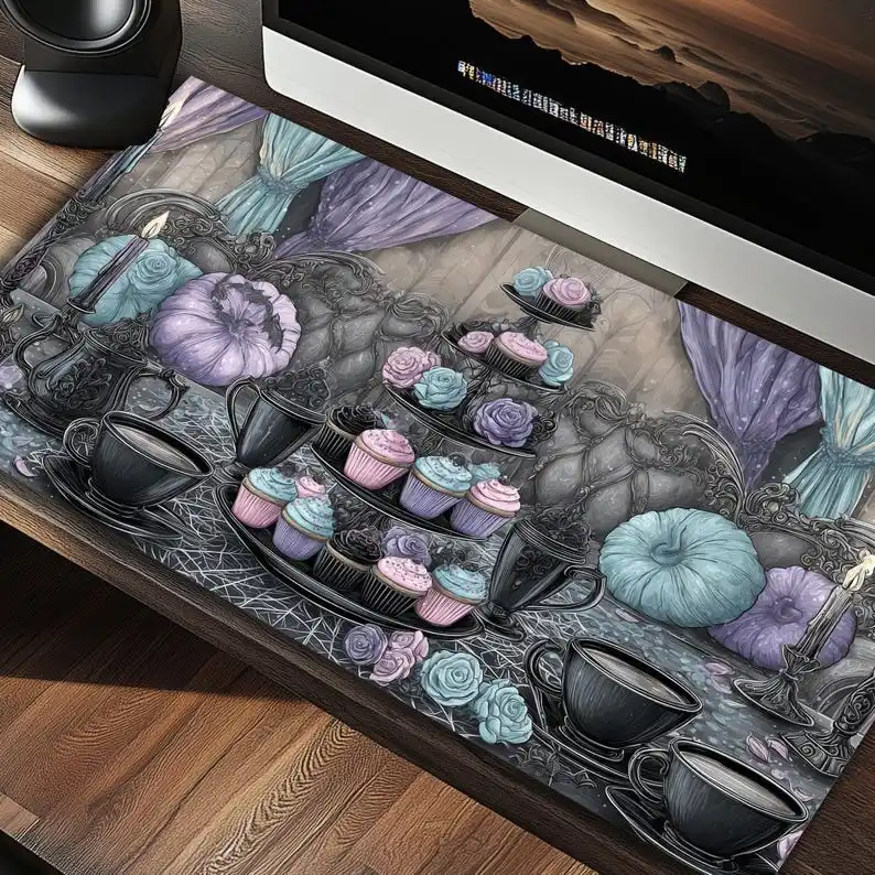 

Kawaii Goth Tea Party Cute Desk Mat Mousepad Playmat Goth Desk Decor Kawaii Office Decor Mouse Mat Pc Gamer Desk Accessories