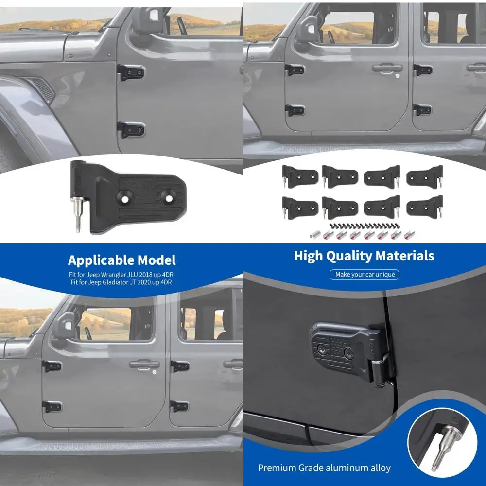 مجموعة مفصلات الأبواب المصنوعة من الألومنيوم للاستبدال على نماذج جيب رانجلر JL JLU 2018-2023 والمصارع JT 2020-2023 ذات 4 أبواب