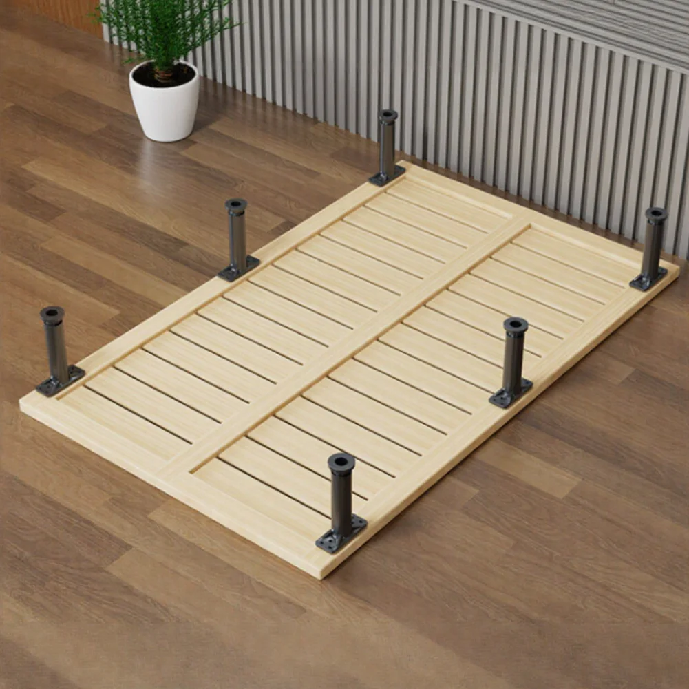 Adjustable Telescopic Furniture Heightening Bracket for Bed Beam Support Fixer Black 22cm to 40cm Steel Plastic