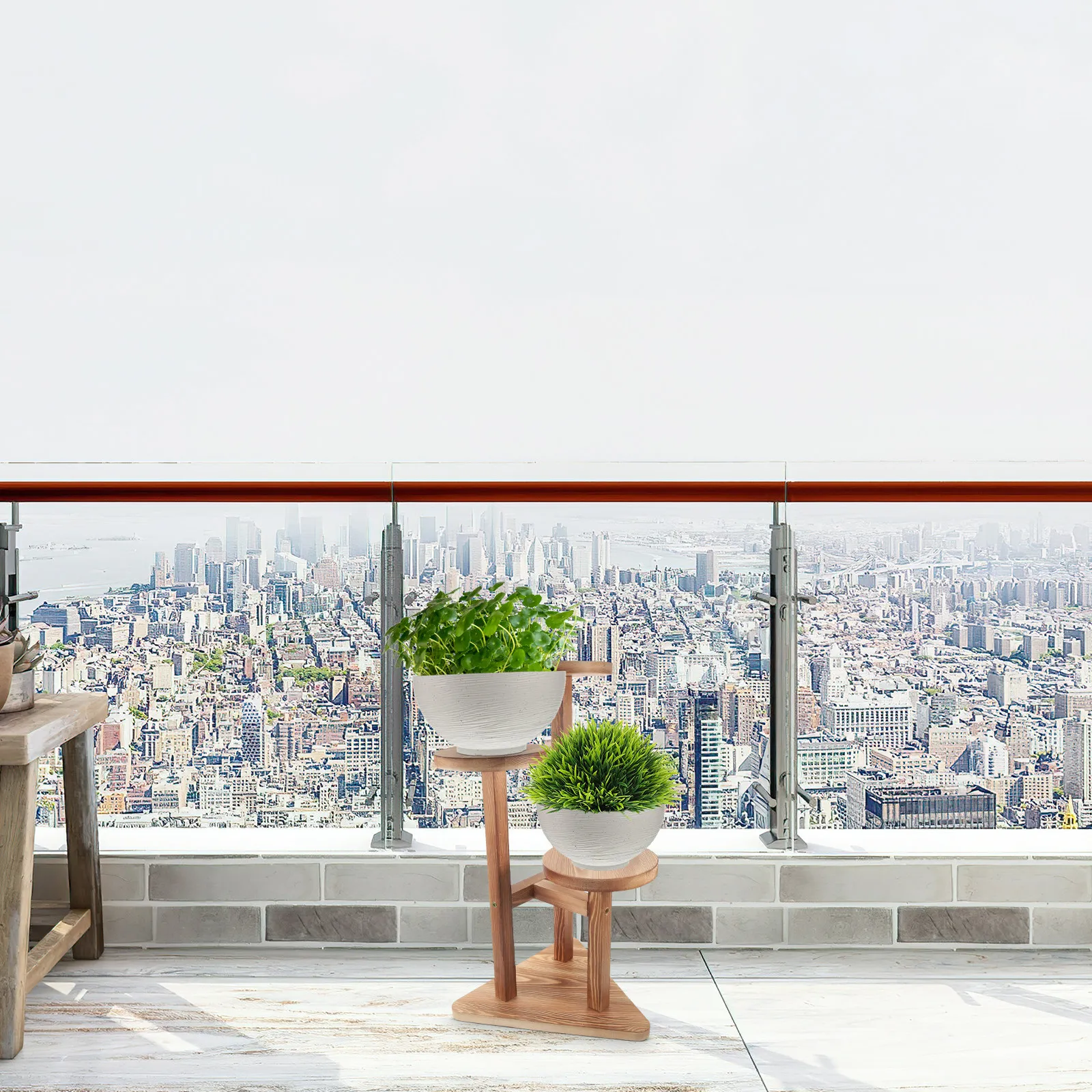 木製植物スタンド背の高い多層プランターシェルフ屋内リビングルーム玄関パティオフロントポーチ庭の装飾用頑丈