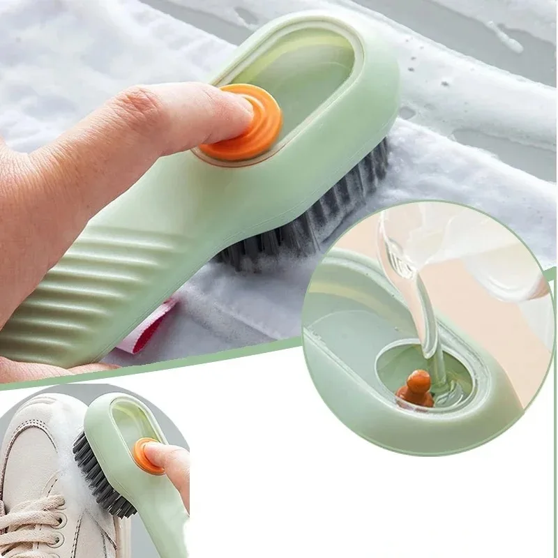 

2Pcs Liquid-Added Shoe Brush for Household Push-Type Liquid-Discharging Laundry Cleaning Brush That Does Not Damage Shoes