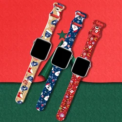 Silicone Strap for Apple Watch Band 41mm 40mm 49mm 45mm 44mm 46 42mm Christmas bracelet for iWatch Series 10 9 8 7 6 SE 5 ultra