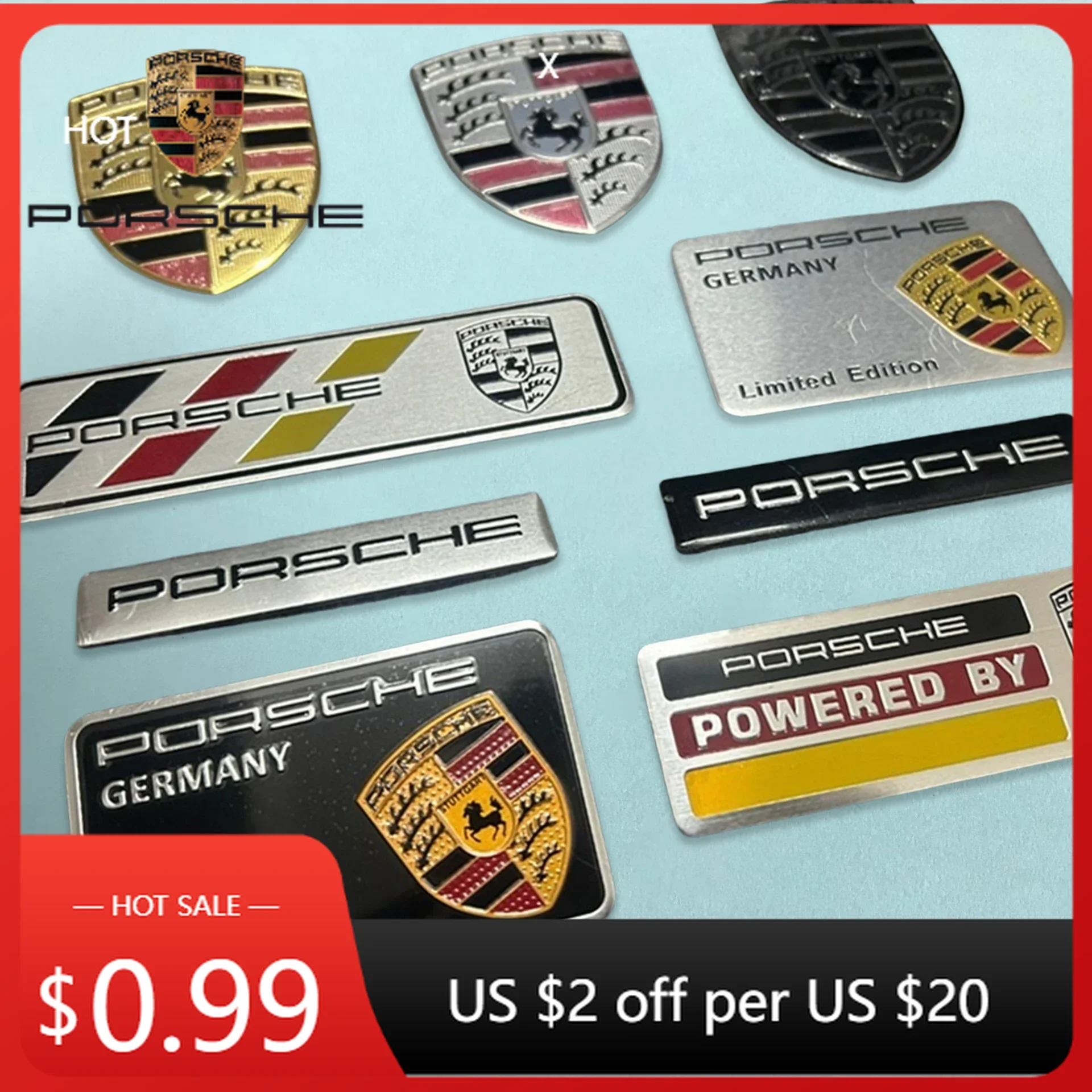 

Наклейка на автомобиль для Porsche Cayman Cayenne 911 Macan, 3D алюминиевая наклейка-эмблема, декоративная наклейка для кузова и багажника, аксессуар для модификации