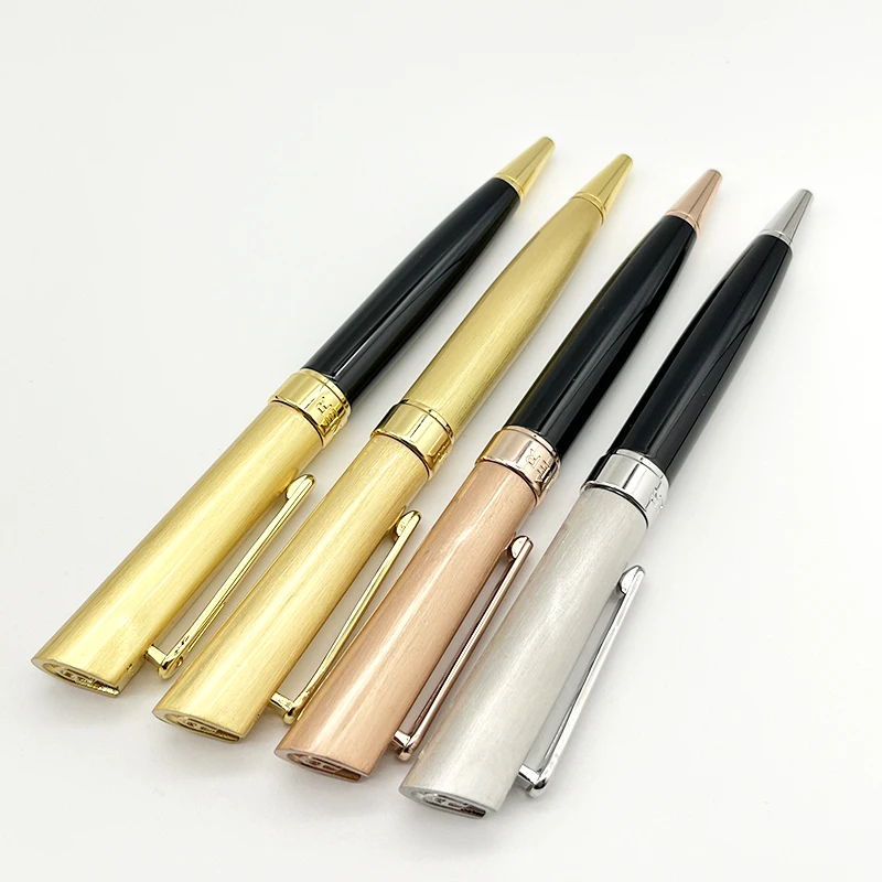 Luxury A-n-r Brand Ballpoint Pen Classic All Silver Exquisite Carving Pattern Office School Supplies