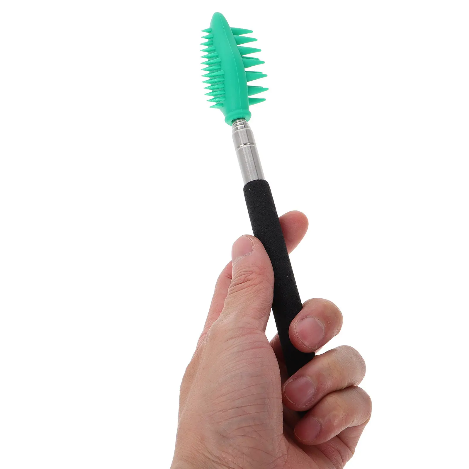 Extendable Telescoping Silicone Back Scratcher Stainless Steel Handle Cleansing Massage Brush Scalp Massager Portable Manual