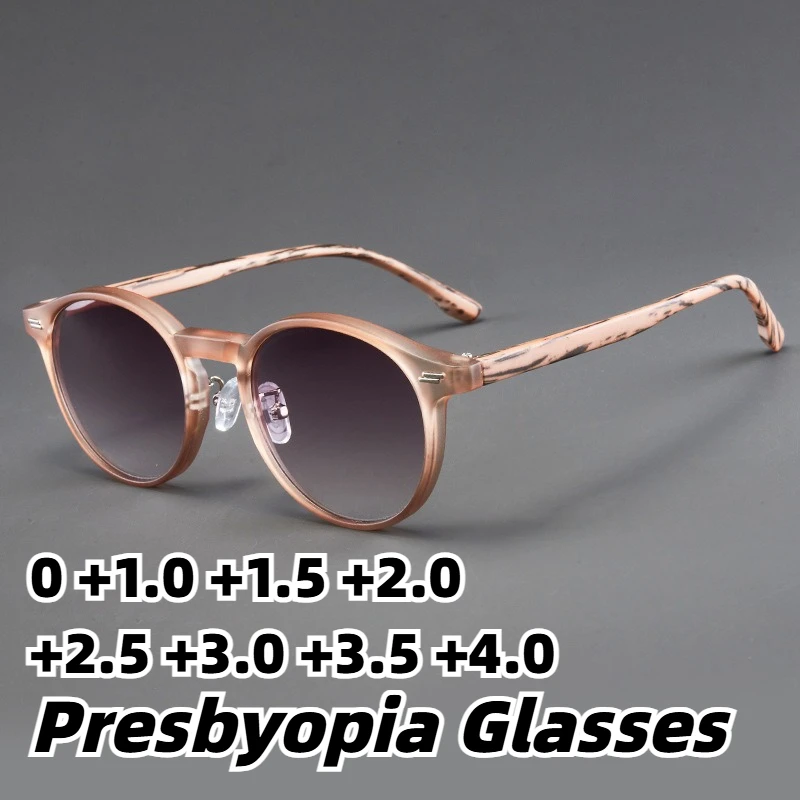 

Vintage-Style Round-Frame Gray-Lens Presbyopia Sunglasses Unisex Ultra-Lightweight High-Definition Reading Glasses 0 To +4.0