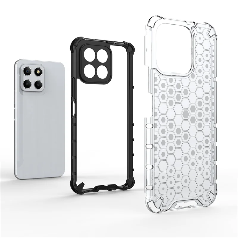 Honeycomb Shockproof For Honor X8 Case Armor Phone Capa For Honor X8 Cover Translucent TPU PC Protector For Honor X8 5G Case