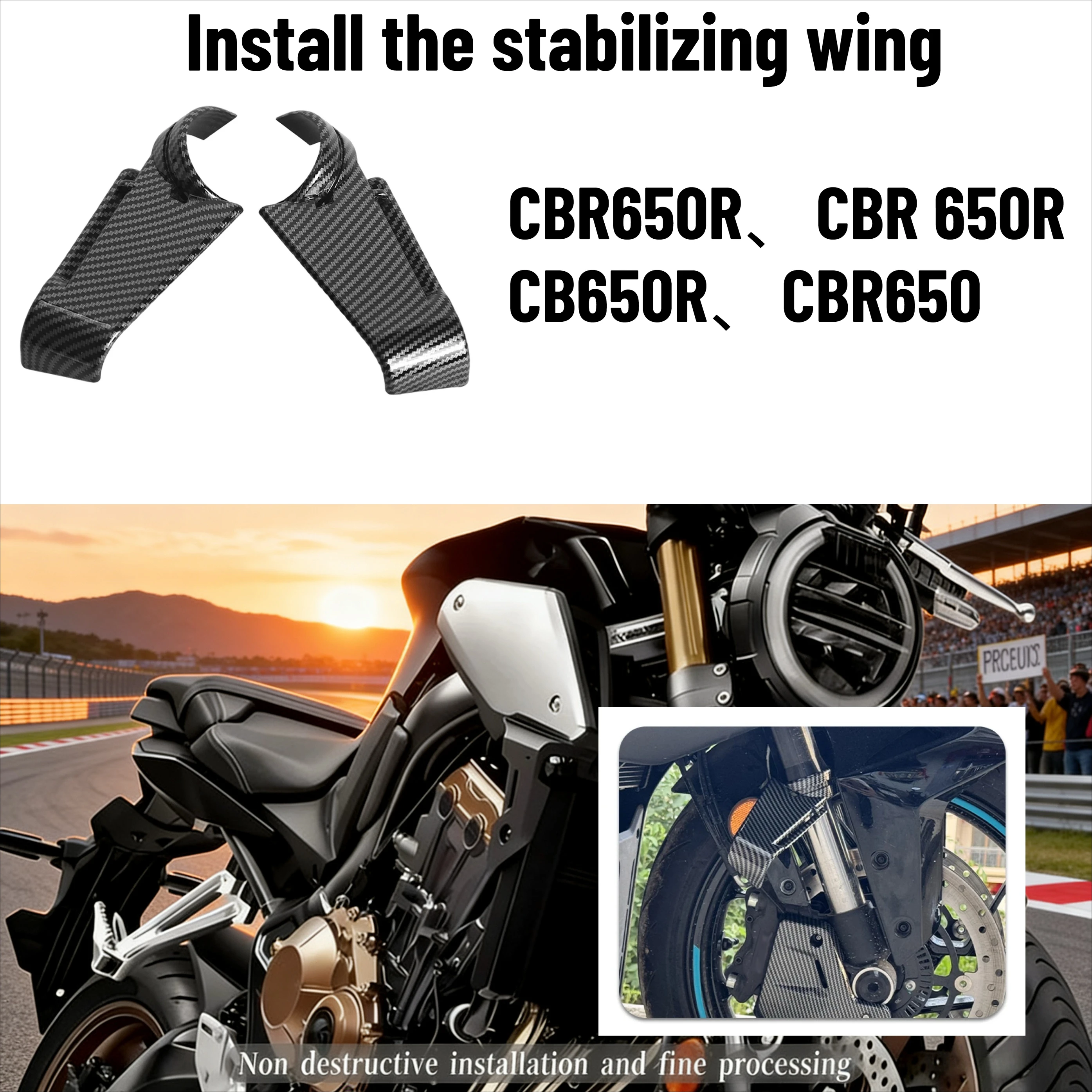 

Motorcycle Side Spoiler Fairing For Honda CB650R CBR650R Aerodynamic Wing Deflector Panel Modified Body Kit.