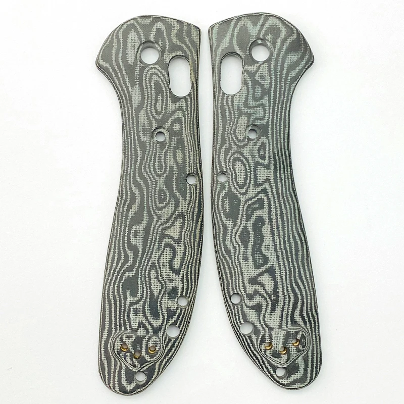 1pair Damascus Micarta Knife Handle Patch for BM 550 551 Folding Knife With Support Shaft Screw Knife Patch Material