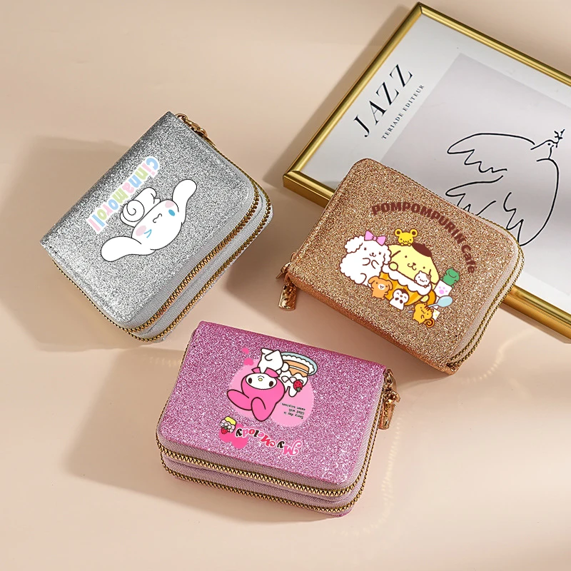 

Sanrio Shiny Wallet Large Capacity Portable Coin Wallet Fashion Cartoon Pattern Large Cash Card Wallet Friend Birthday Gift