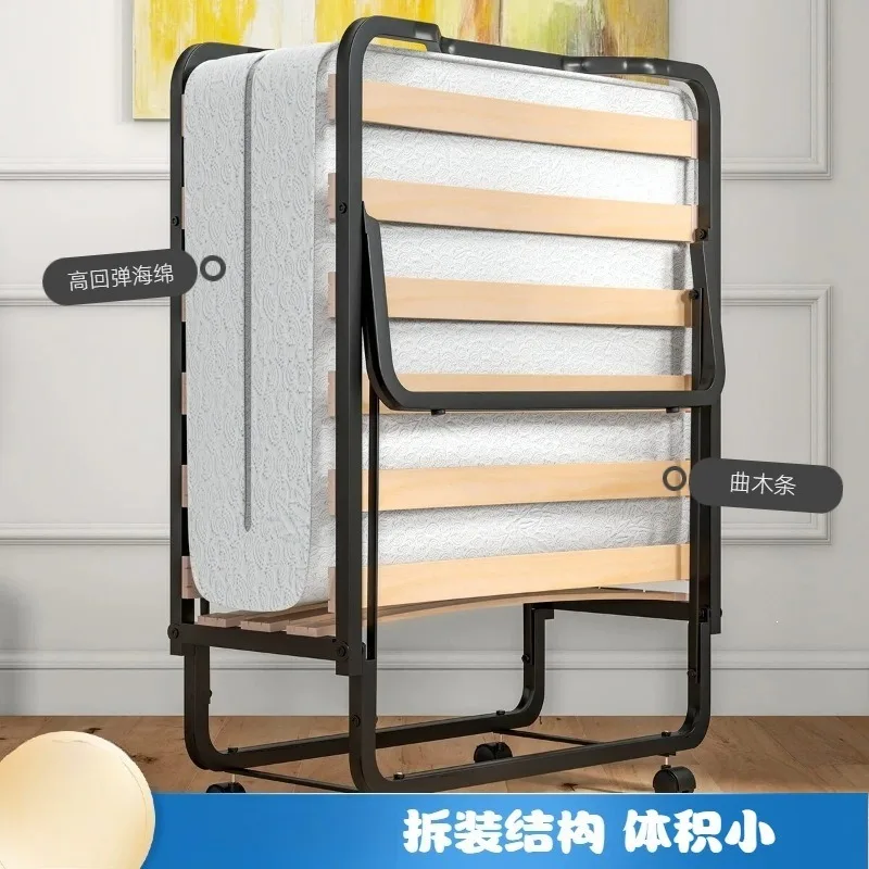 Guest bed Lunch break bed Adult portable thickened metal bracket memory cotton mattress folding bed single