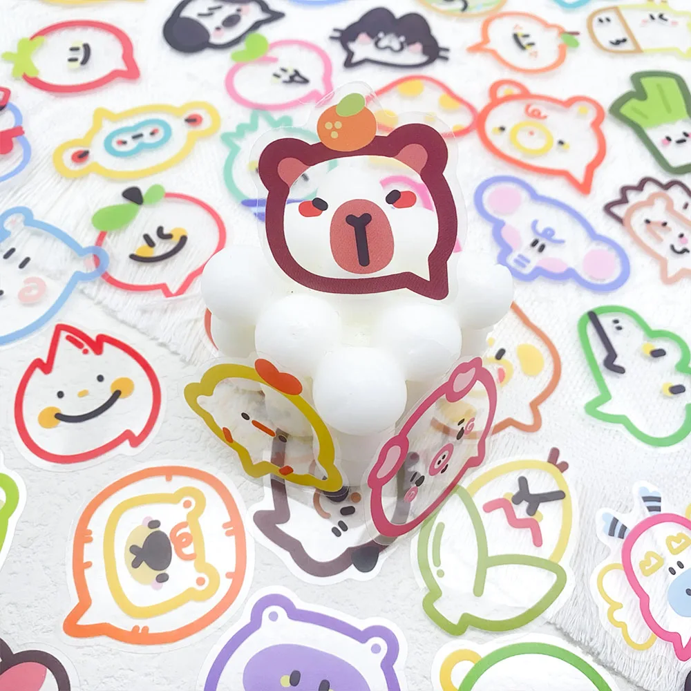 50pcs Fun Cartoon Bubble Tiger Transparent PET Stickers Decals For Phone Laptop Scrapbook DIY Aesthetic Stickers Creative Gifts