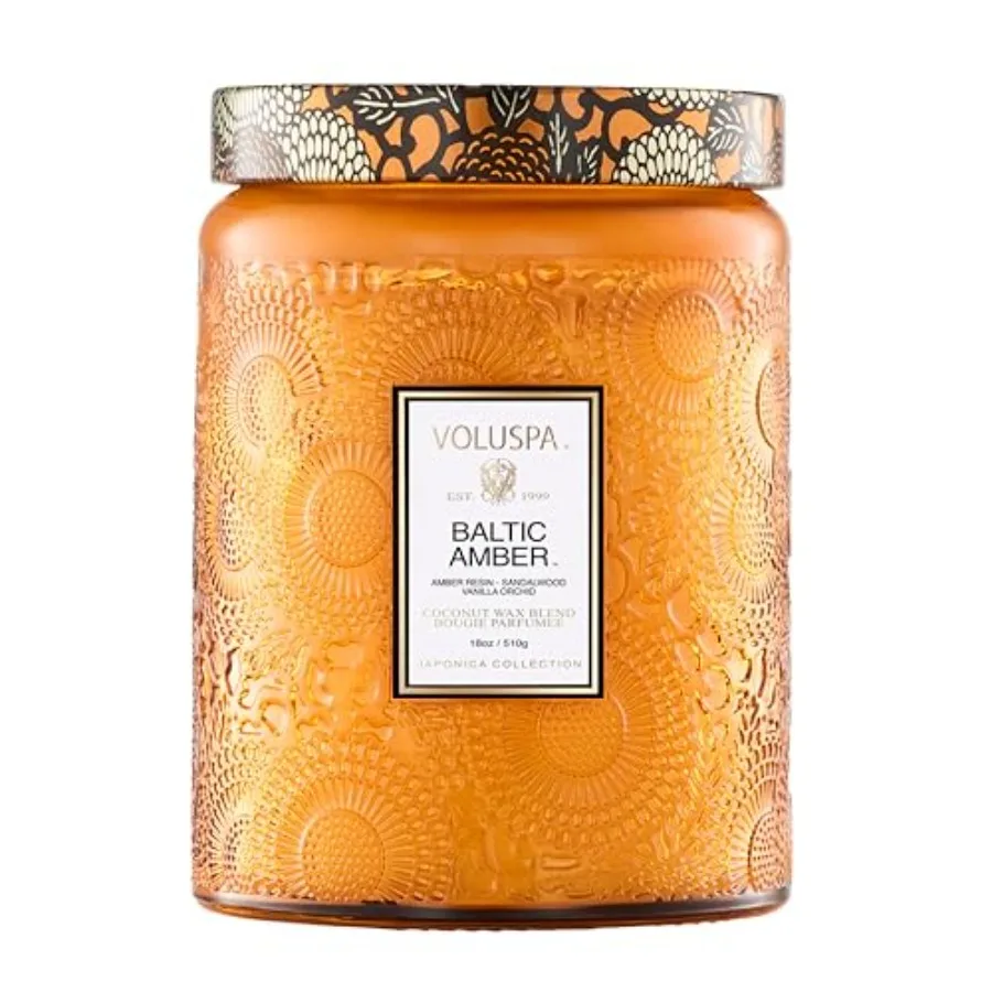 

Baltic Amber Candle, 18 oz, Coconut Wax Blend, Scented Candles for Home, 100 Hour Burn Time, Candle Jar