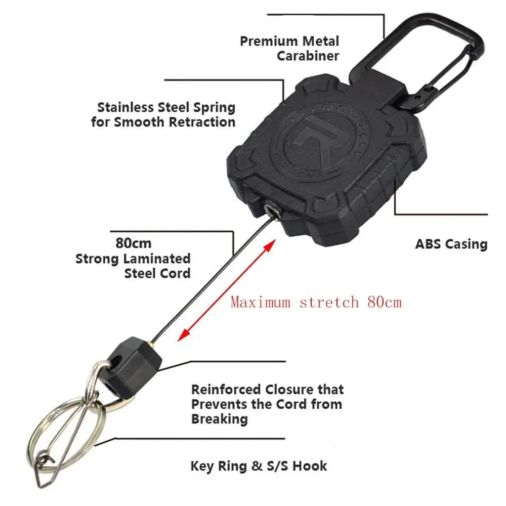 Steel Wire Rope Retractable Keychain High Strength Telescopic Easy-to-pull Buckle Anti-theft Elastic Badge Holder ID Card