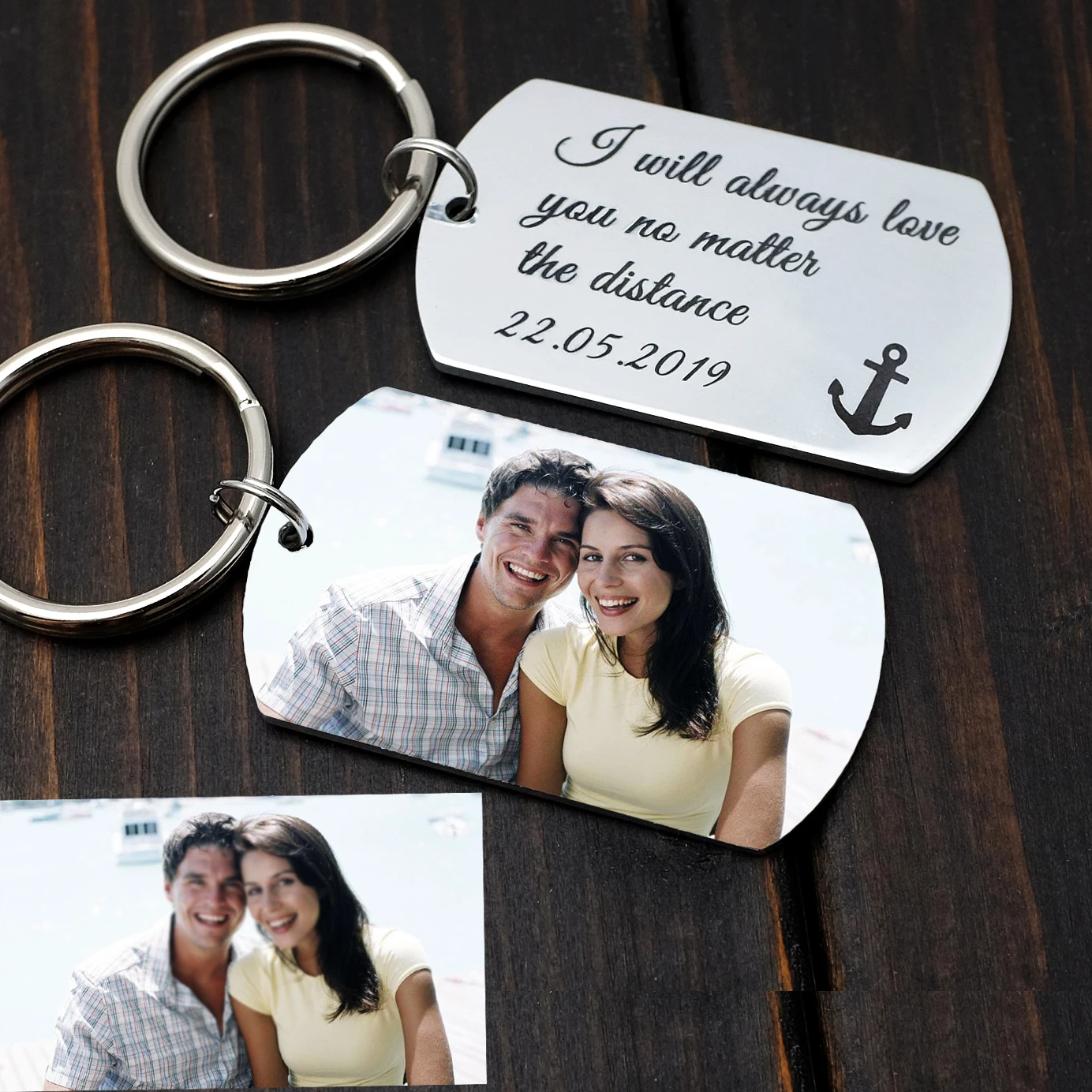 Llavero con foto personalizada, llavero con imagen personalizada, Etiqueta de perro de recuerdo, regalo para él, regalo para novio