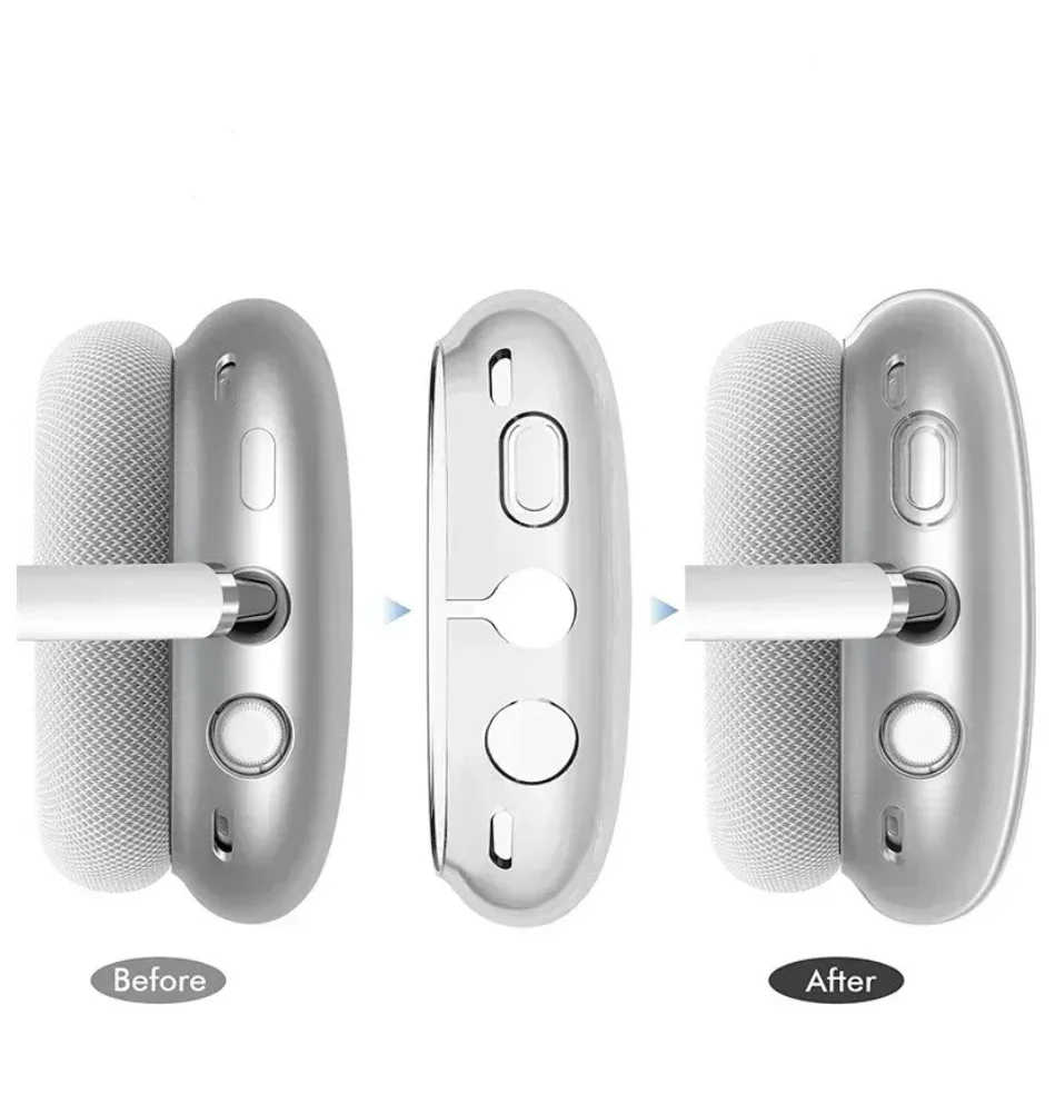 Per Airpods Max Metal ANC auricolari bluetooth accessori per cuffie custodia protettiva impermeabile in Silicone solido TPU trasparente