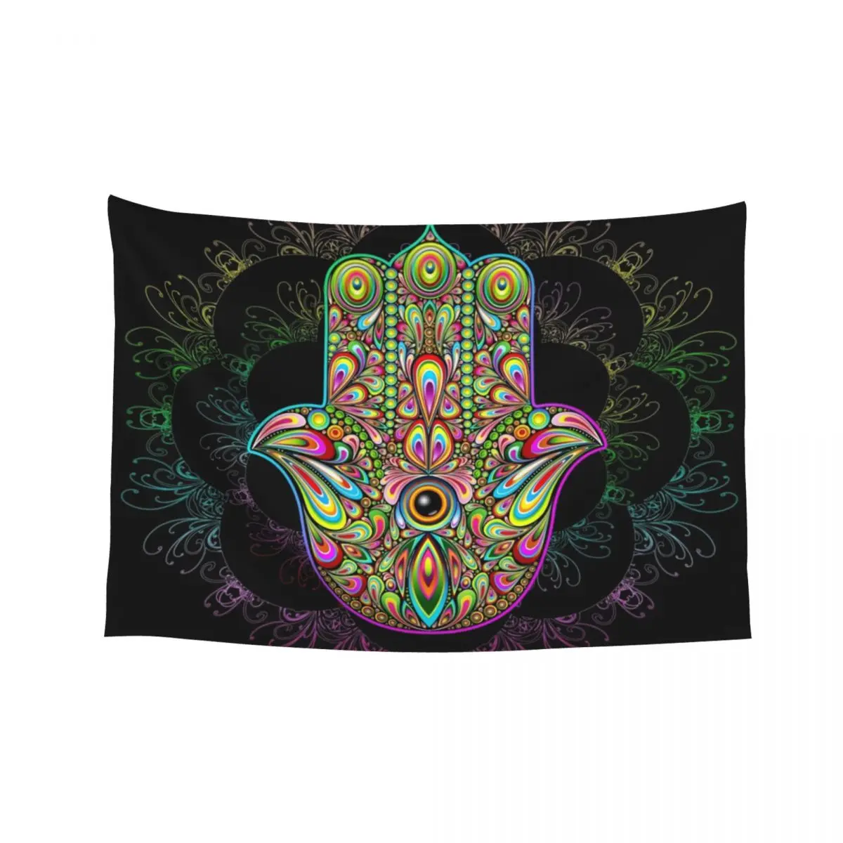 

Hamsa Fatma Hand Psychedelic Amulet Tapestry Home Decoration Accessories Aesthetic Home Decor Tapestry