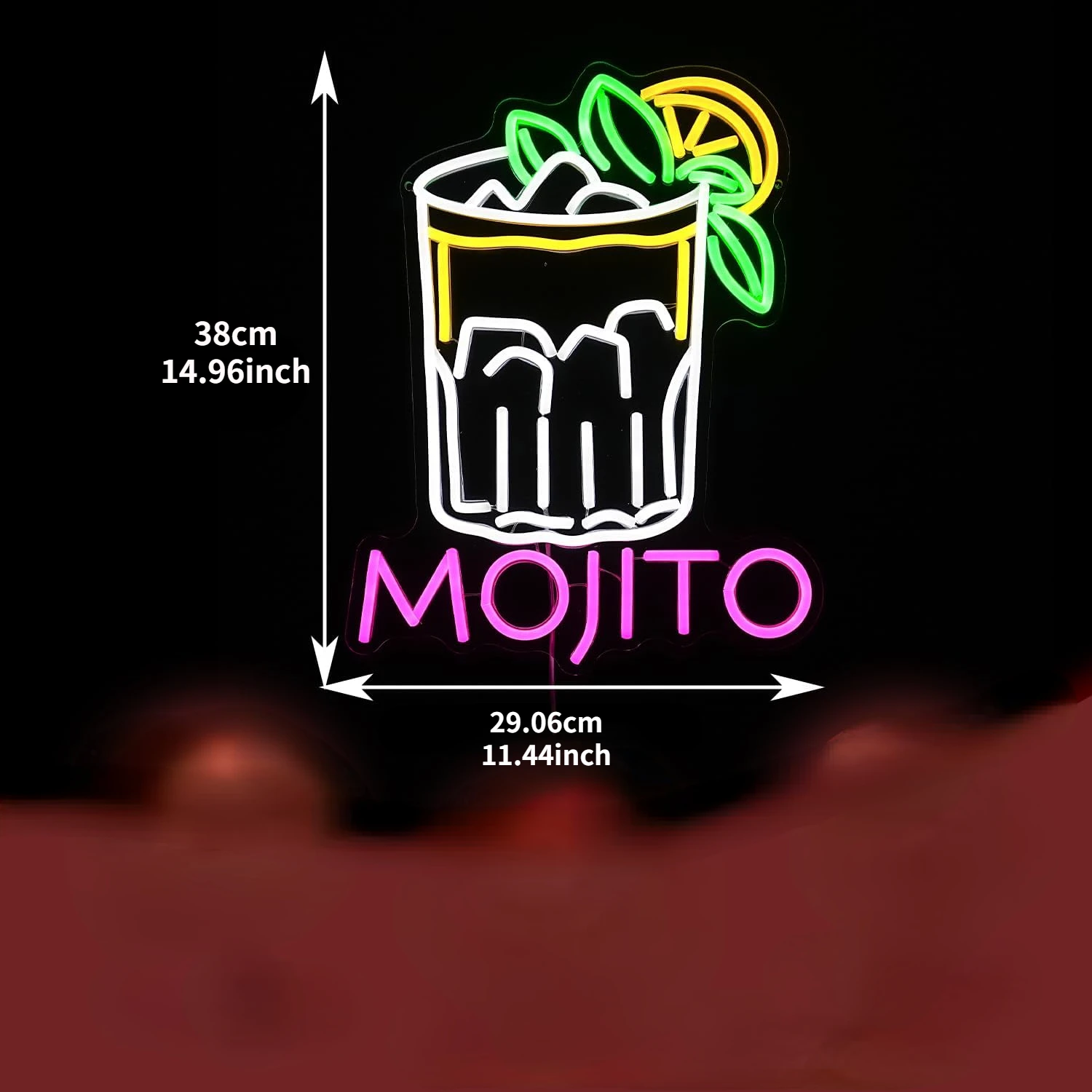 Mojito Cocktail Neon Signs LED USB Powered Neon Lights for Wall Decor Bar Club Party Home Bar Man Cave Living Decoration Room