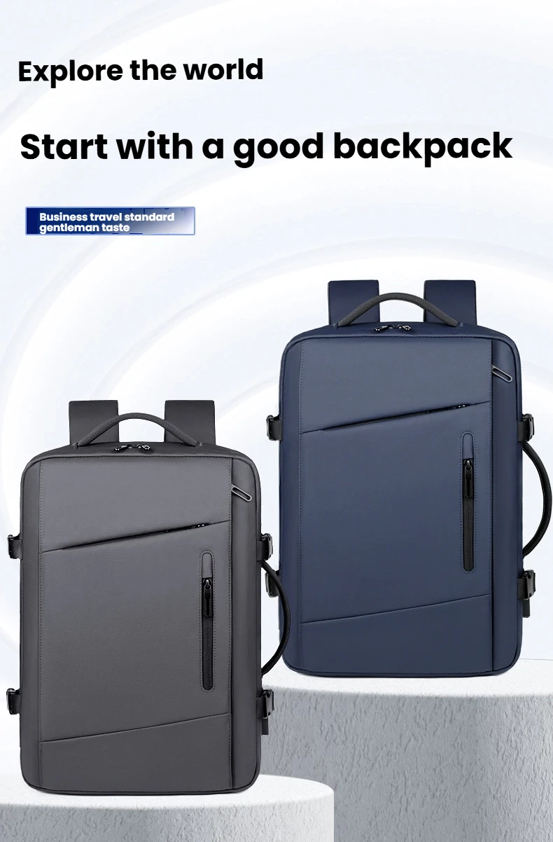 حقيبة السفر للرجال حقيبة ظهر للأعمال المدرسية حقيبة USB قابلة للتوسيع سعة كبيرة للكمبيوتر المحمول حقيبة ظهر عصرية مقاومة للماء #2
