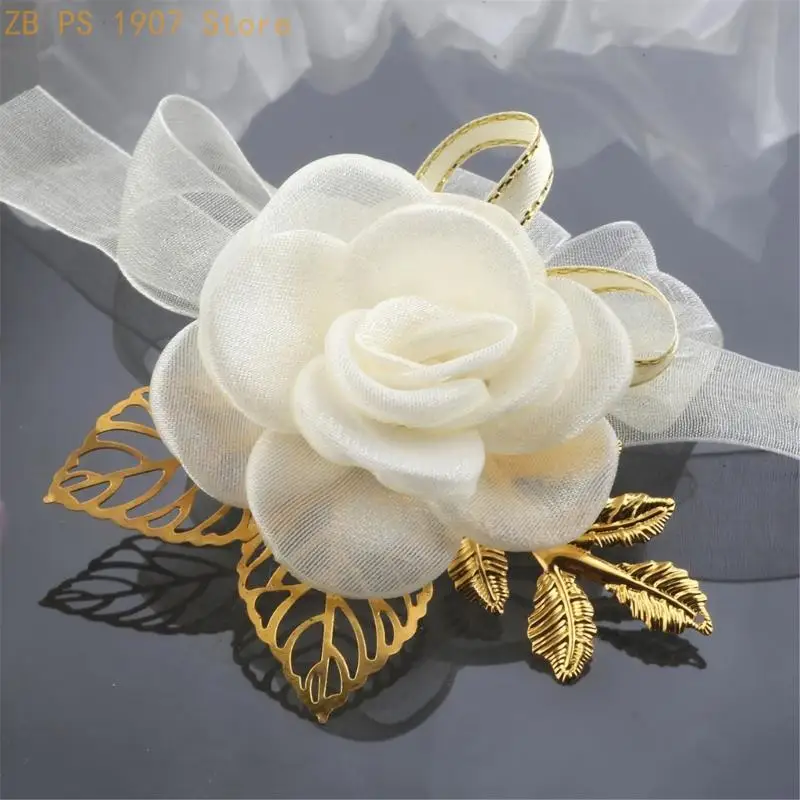 Элегантный тканевый комплект свадебных запястий с цветочным принтом на груди, набор булавок с цветами для свадебной церемонии, и