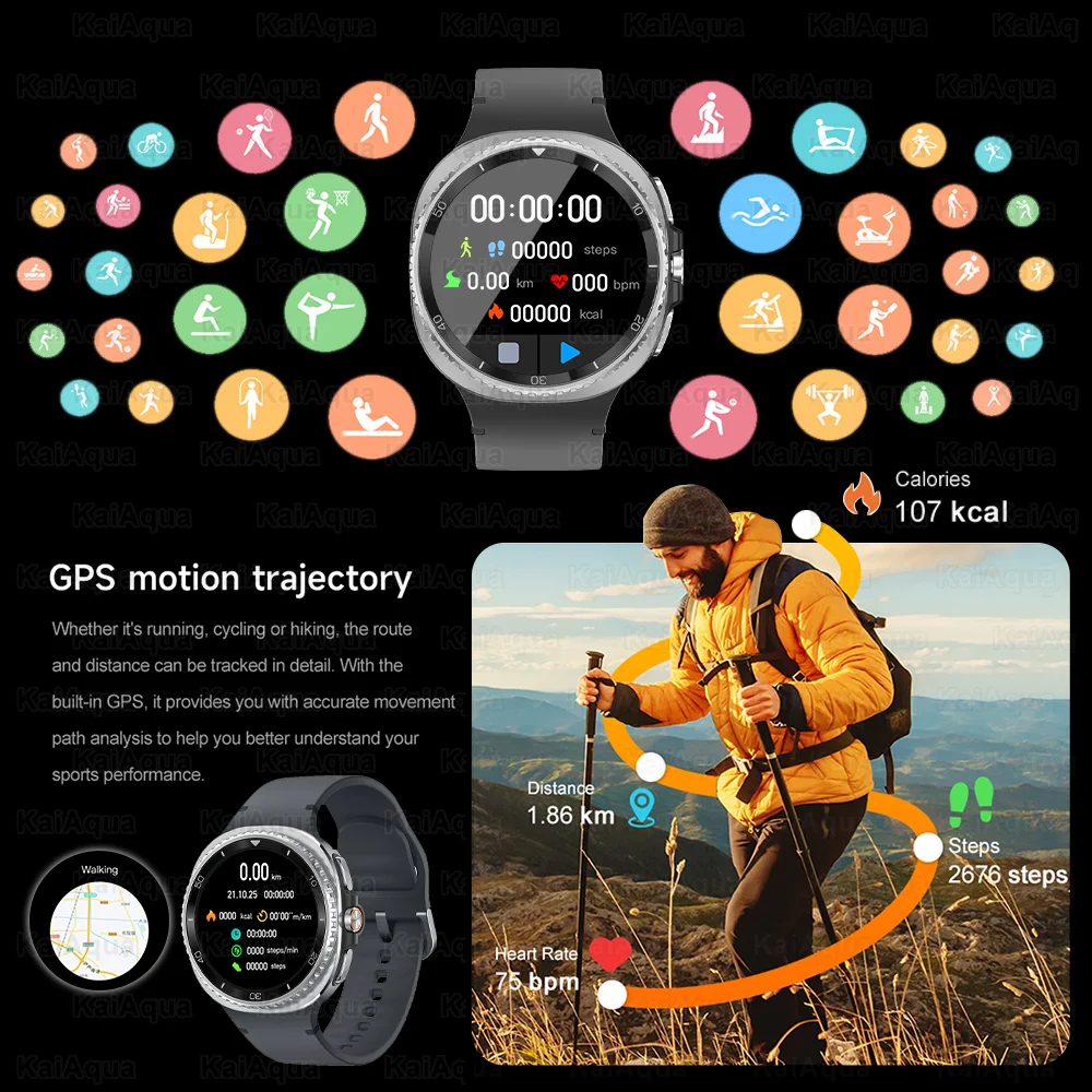 For 2025 New Watch 8 classic Smart Watch Men AMOLED Screen Bluetooth Call Watch GPS Track Heart Rate 3ATM waterproof Smart Watch