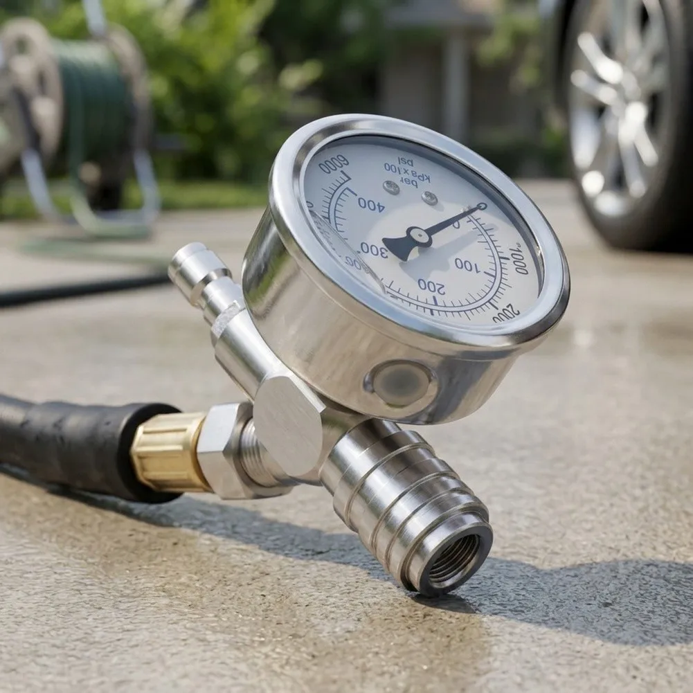 Gauge Socket Three-Way Connector High-pressure Test Pressure Gauge Metal Construction Cleaning Tools Pressure Cleaning