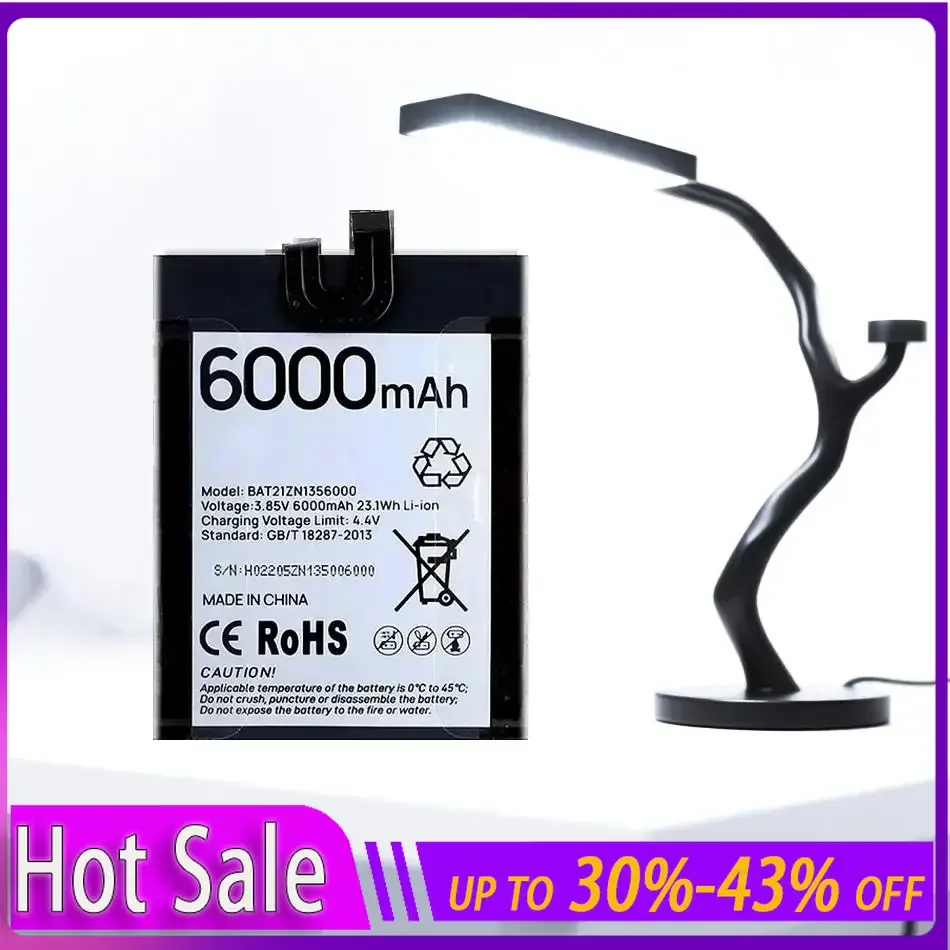 

Reliable Power Supply 6000Mah Mobile Phone Battery S98 BAT21ZN1356000 For Doogee
